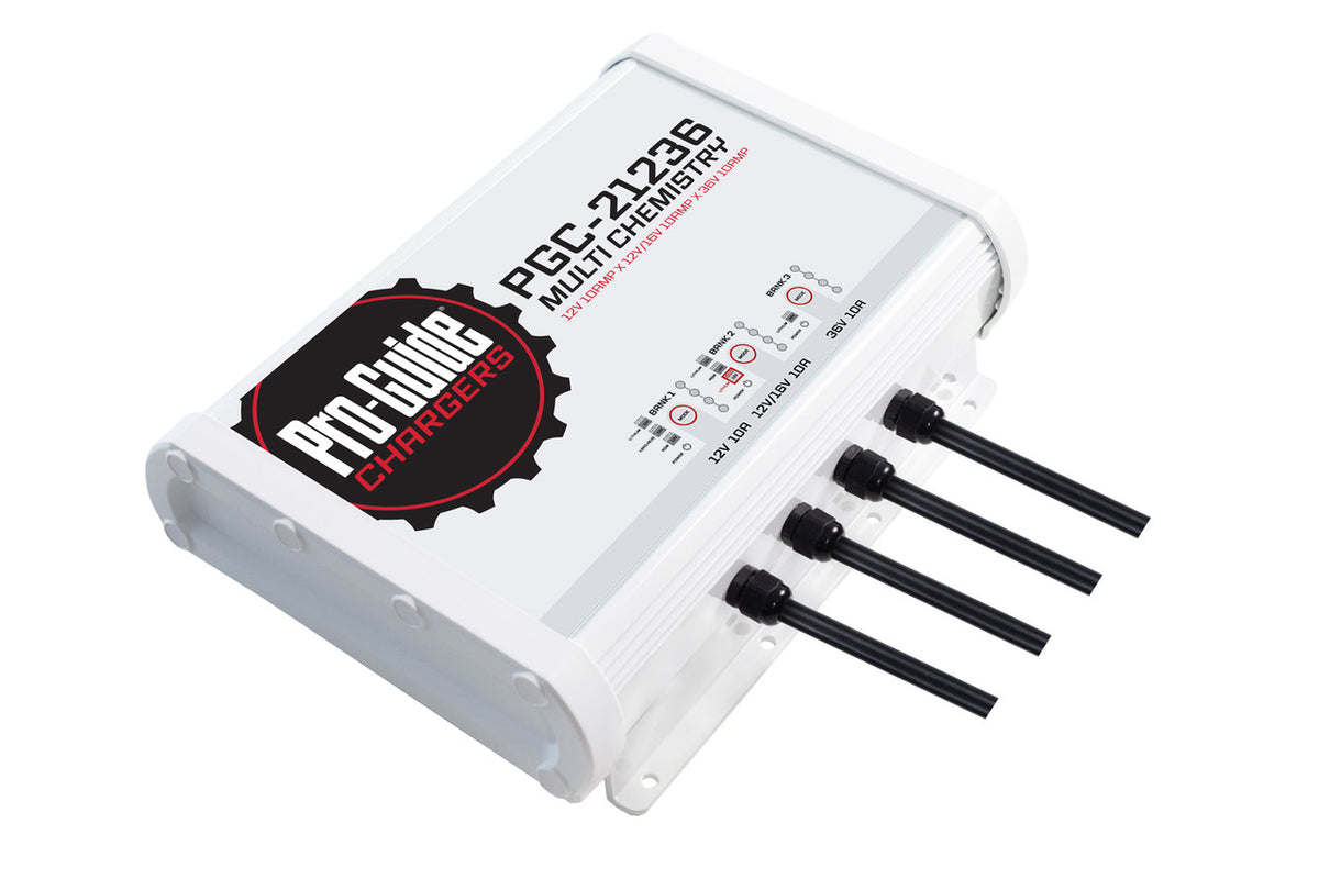 PGC-21236 | 12V 1-Bank 10-Amp, 12V/16V 1-Bank 10-Amp & 36V 1-Bank 10-Amp, On-Board Battery Charger